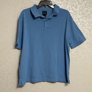 Jos. A. Bank Solid Blue Polo Shirt Executive Collection Short Sleeve Cotton Sz L
